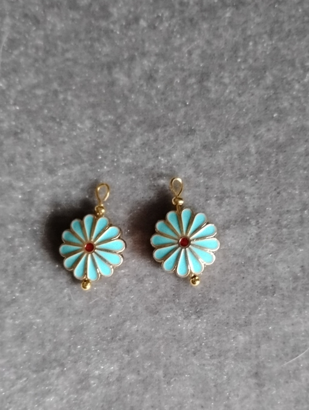 Hand Crafted Blue Daisy Charms For Interchangeable Hoop Earrings